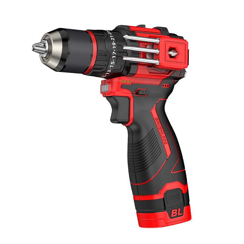 Delixi Percussion Brushless Hand Drill Lithium Battery Three-Speed Impact Hand Drill Multi-Functional Small Steel Cannon Electric Screwdriver