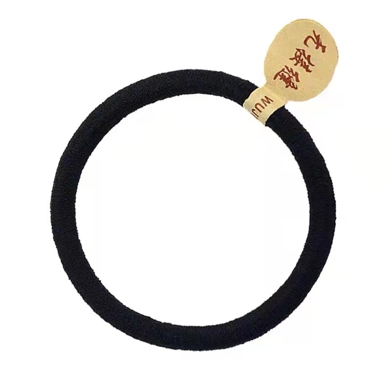 High elastic hair band Black seamless rubber band thick 6mm nylon hair rope simple tie rope headdress wholesale