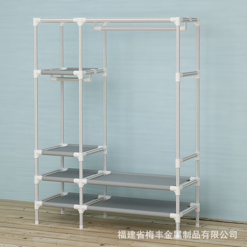 Wholesale Dropshipping Door-Opening Simple Cloth Wardrobe for Home Hanging Clothes Fabric Wardrobe 112cm Delivery 3 Storage Boxes