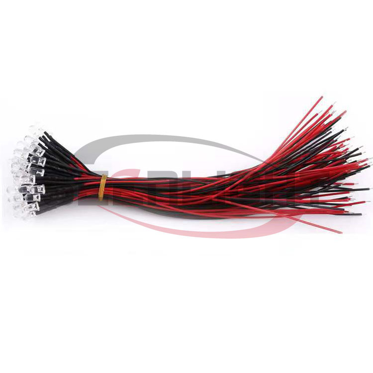 5-12v wire indicator beads 5mm transparent red, yellow, blue, green and orange powder multi-color led wire lamp electrical indicator led