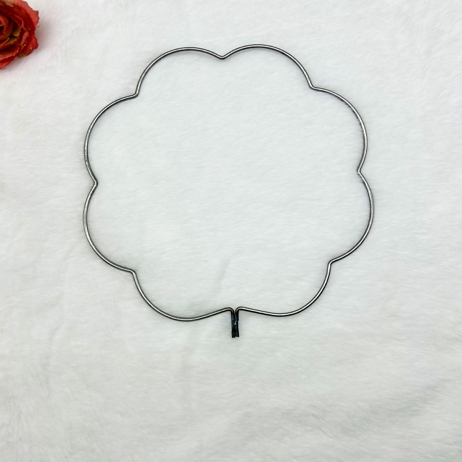 20cm Round Fan Frame Wire Hoop Handmade DIY Crochet Flower Round Fan Frame Round Plum Blossom Fan Hoop