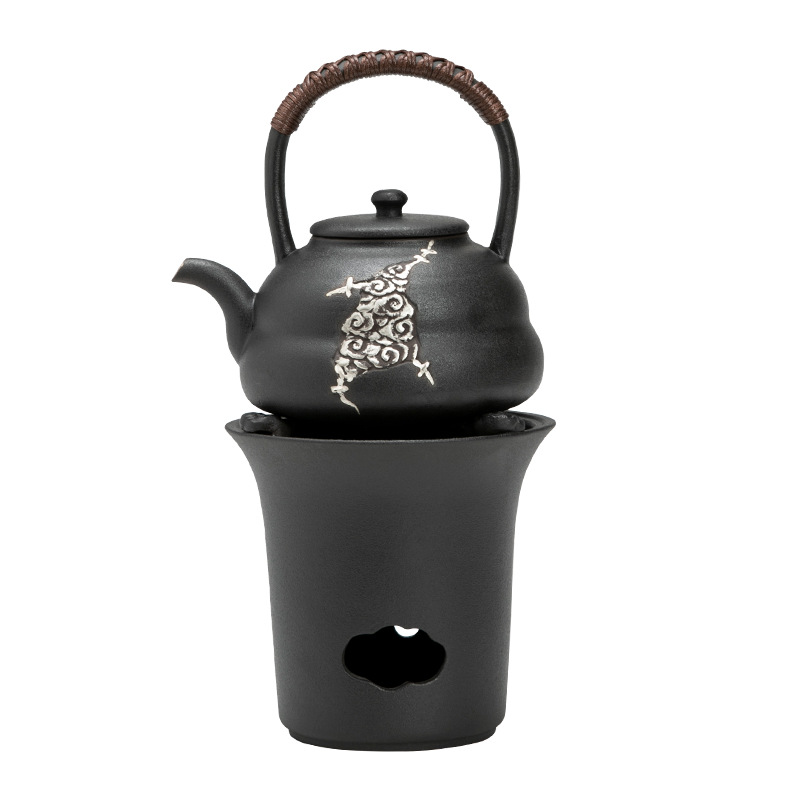 Retro Coarse Pottery Tea Stove, Lifting Beam, Teapot, Open Flame Water Kettle, Full Set of Electric Ceramic Stove, Teapot, Alcohol Stove