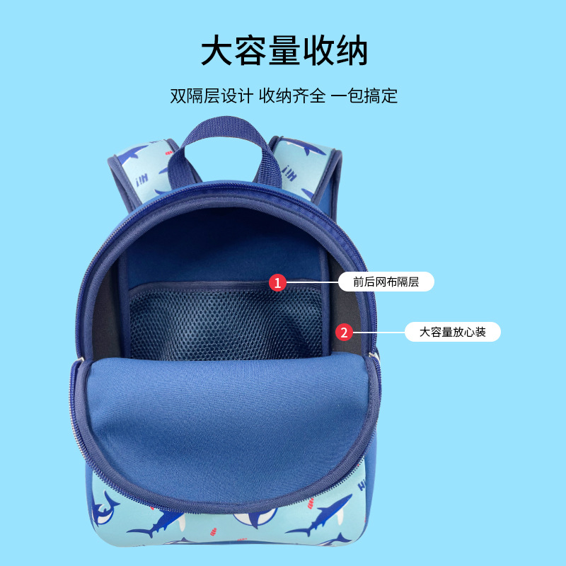 Factory New Detachable Diving Material Children's Backpack Cartoon Animal Primary School Student Backpack Lightweight Breathable