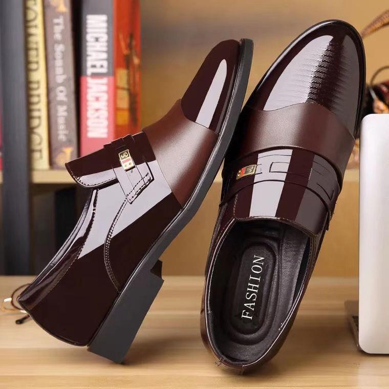 Leather Shoes Men's Leather Shoes Spring Breathable Business Casual British Dress High Sense Pointed Wedding Shoes for Work Wholesale
