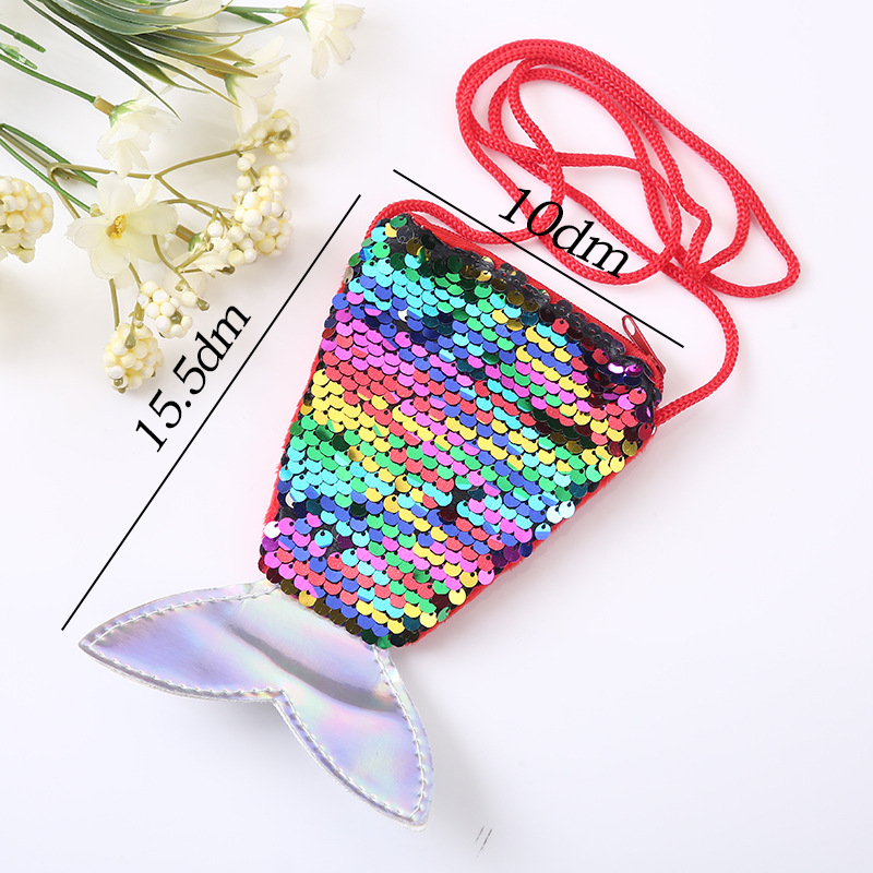 Children's Bag Cute Fashion Mermaid Bag Mini Sequin Girl's Bag Baby's Lightweight Shoulder Crossbody Bag