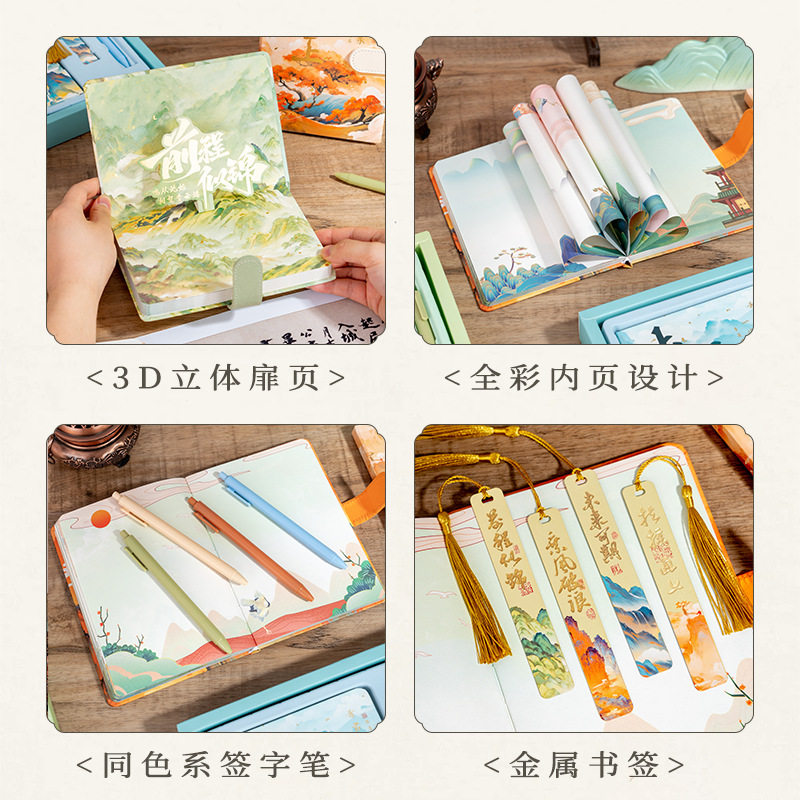 Orange Good Notebook Gift Box Stationery Primary School Students Accompanying Gift Gift Forbidden City Hand Account Book Chinese Style Notebook