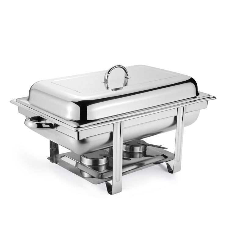 Stainless steel square double-lid buffet stove Golden Foot insulation heating tableware stove hotel alcohol stove Buffy stove