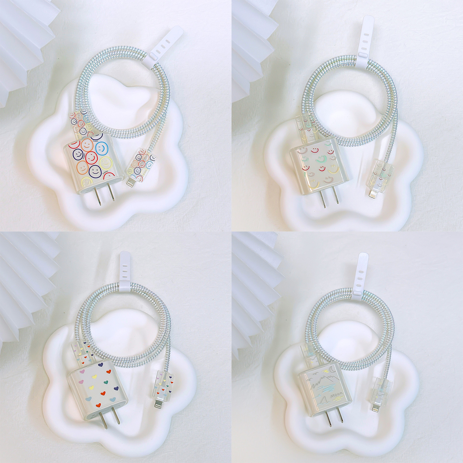 Suitable for Apple 20W Charger Protective Cover, Fast Charging Head Soft Cover, European Standard Soft Shell Wire Bite Device, Painted Pattern