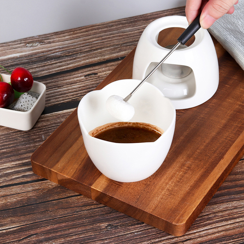 Household Ceramic Chocolate Melting Furnace Set Compact Mini Heating Milk Tea Furnace Cheese Melting Pot Dessert Tool