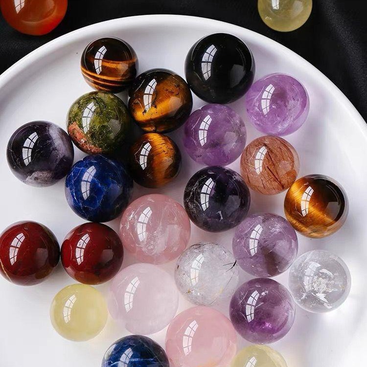 Natural purple pink white crystal ball 2cm yellow green red water raw ore craft home decoration diy loose beads jewelry gift