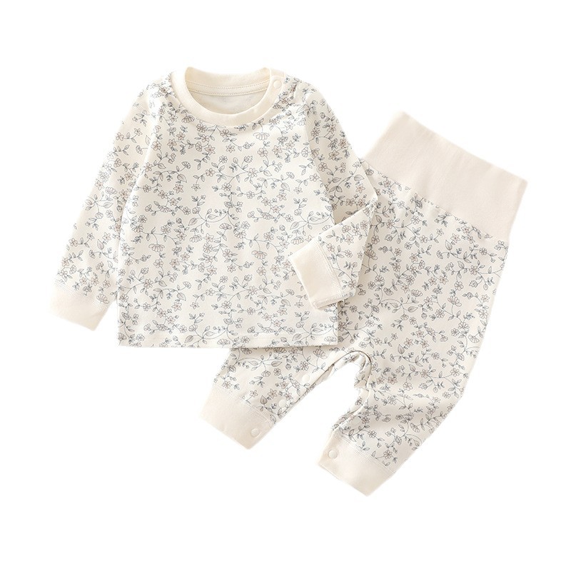 Baby High-Waist Suit Spring & Fall Pure Cotton Men's Pajamas Women's Category a Bottoming Autumn Clothes and Long Pants Baby Intimates Set Warm