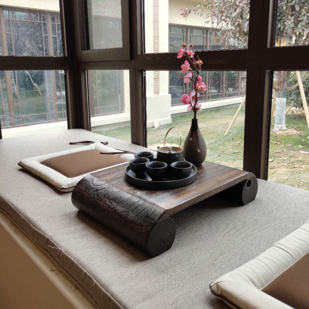 Small Coffee Table for Bay Window, Low Table for Window Sill, Household Kang Table, Japanese-Style Balcony Solid Wood Kang Table, Floor-Standing Bay Window Table, Tea Table