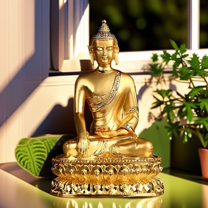 Xizang ornaments alloy Guanyin small Buddha statue Sakyamuni Jushri Tama decorative ornaments lotus master gold-plated Buddha statue 15cm high
