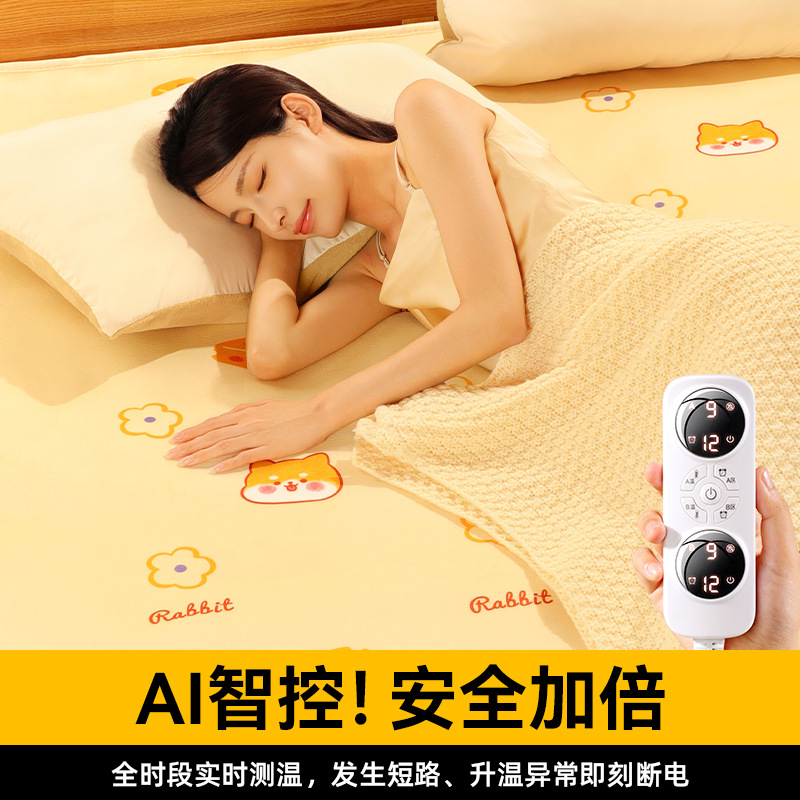 Intelligent Electric Blanket Double Double Control Increase Temperature Adjustment High Temperature Mite Removal Waterproof Student Home Intelligent Constant Temperature Electric Mat