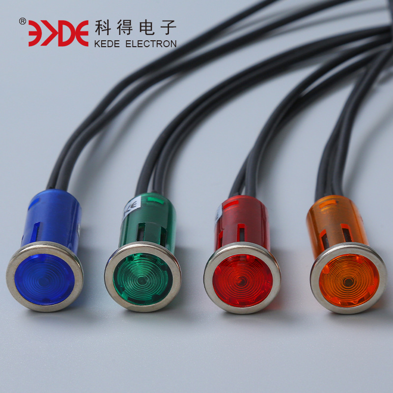 Manufacturers supply K12 indicator light red blue yellow green four-color LED power signal indicator light with line
