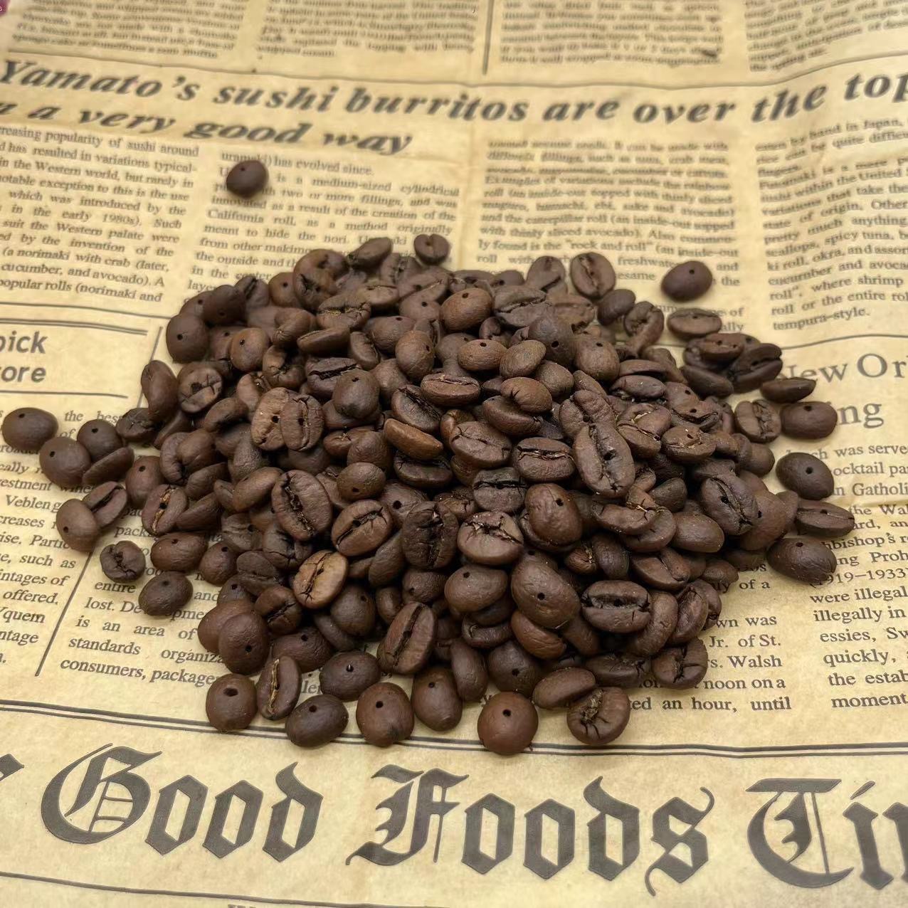 Punched Coffee Bean Semi-finished Products Wholesale Bracelet dly Accessories Coffee Bean Bracelet Handmade Coffee Bead Hand