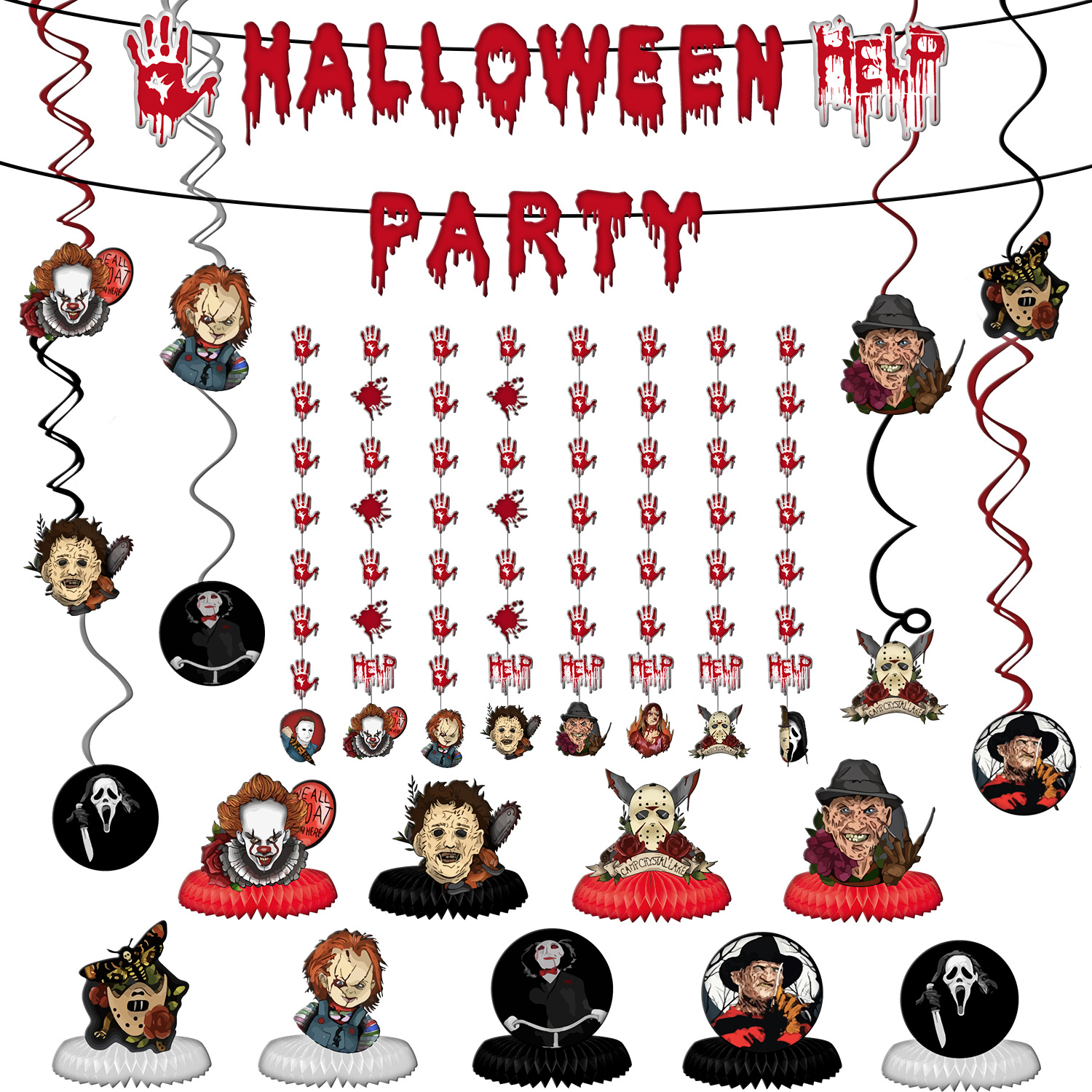 Custom Cross-border Holiday Party Decoration Honeycomb Ornaments Spiral Hanging Ornaments Flag Photo Props Design Custom