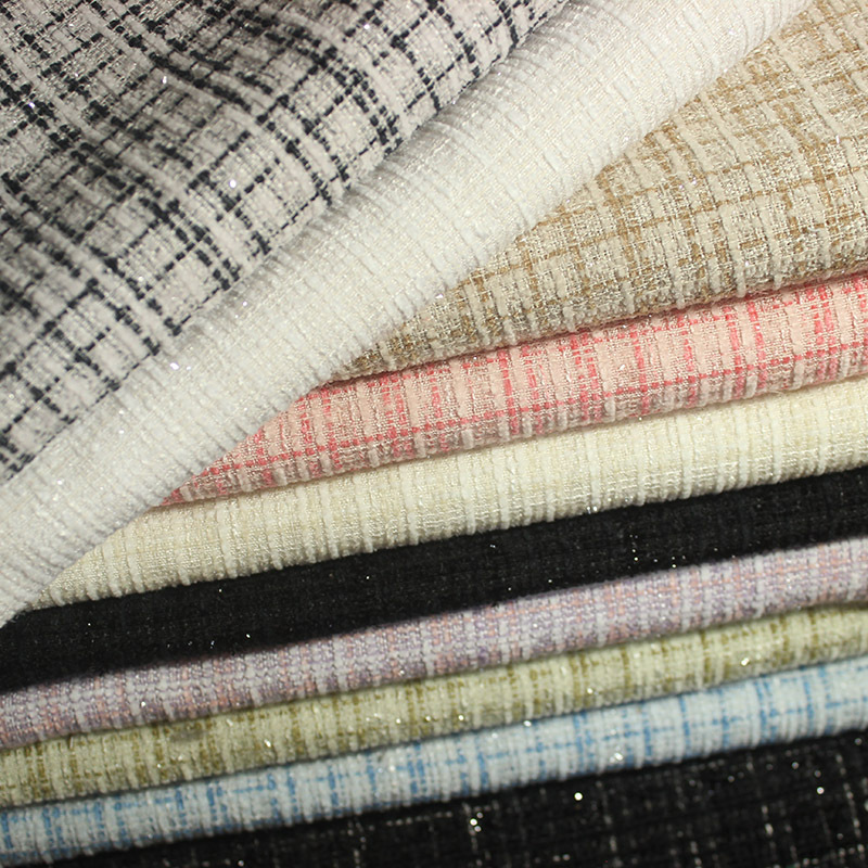 Factory spot glitter silver silk small fragrant wind chenille solid color fabric small suit fashion children's clothing suit fabric