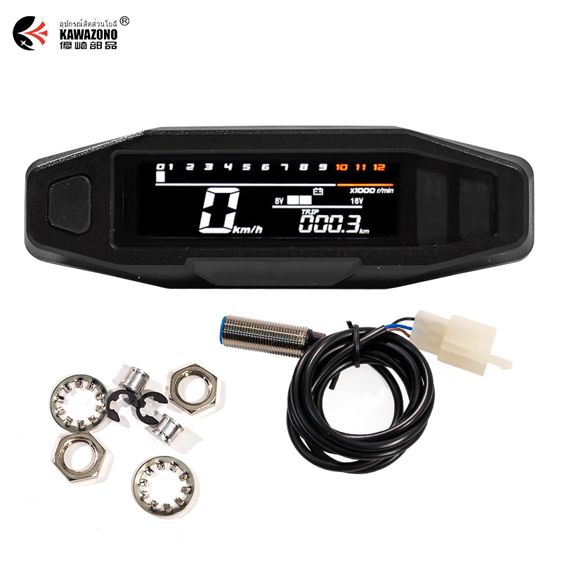 Cross-Border South American Motorcycle Instrument Modification Universal Lcd Electronic Multi-Function Speedometer Tachometer Fuel Gauge Assembly