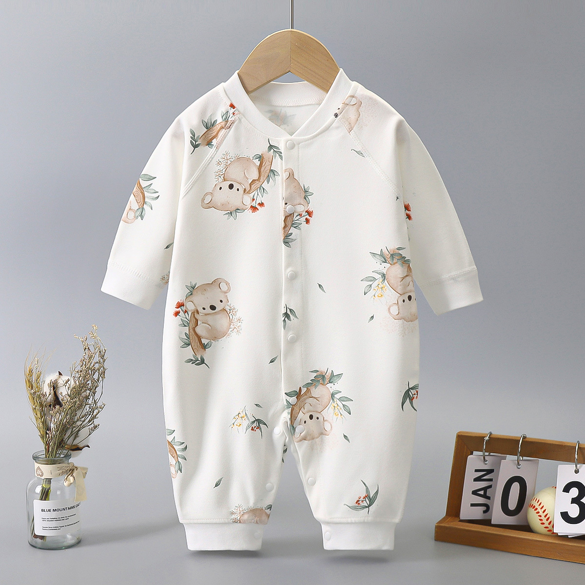 Baby autumn clothes long-sleeved spring and autumn baby jumpsuit pure cotton baby romper boneless single-breasted romper