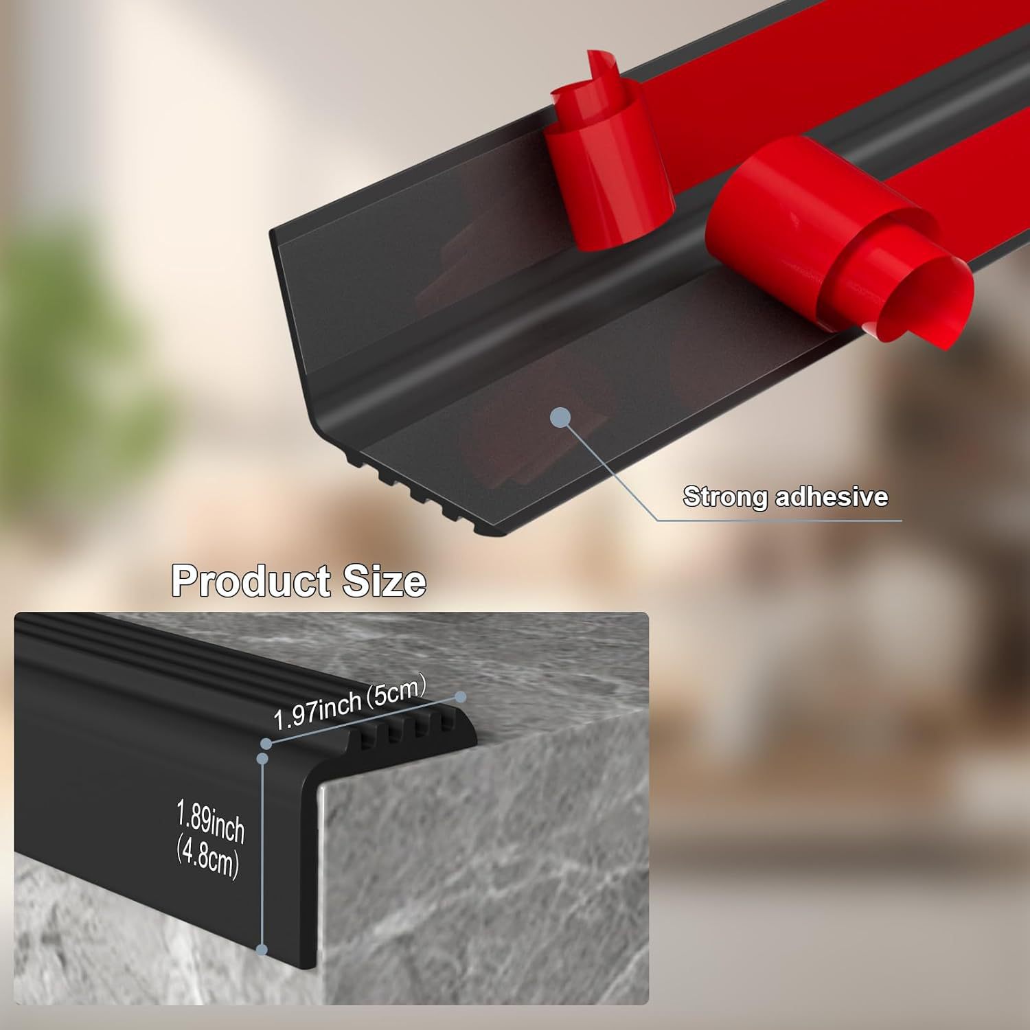 Stair Edge Decoration, Vinyl Rubber Stair Nose, Non-Slip Self-Adhesive Stair Edge Protector