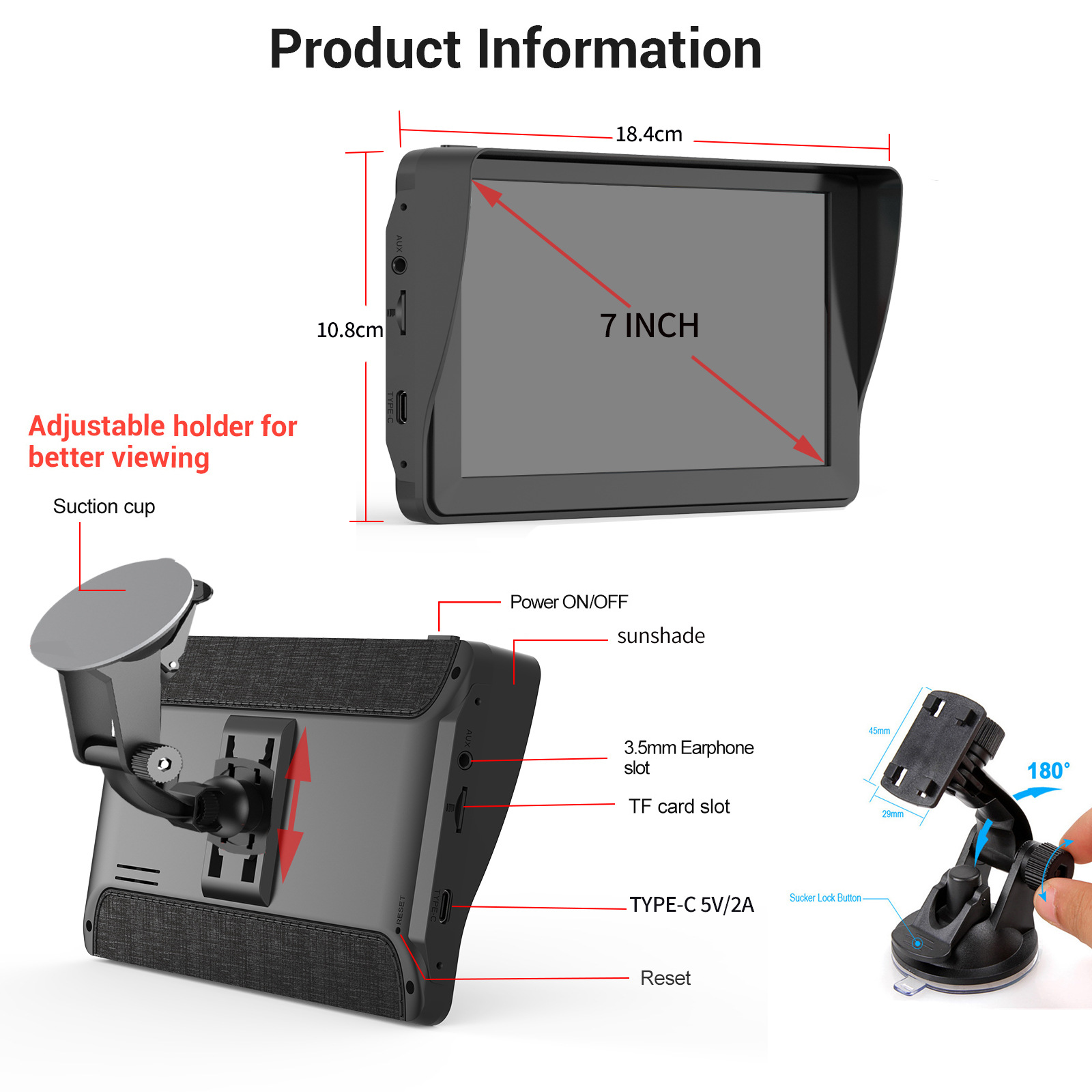 Cross-border foreign trade 7-inch gps navigator car universal HD 8G 256M truck Europe and America Amazon new