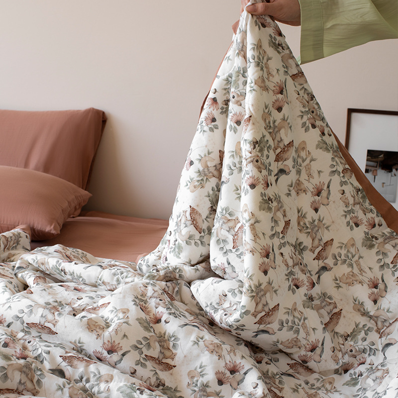 Baby Bamboo Fiber Summer Quilt Blanket Summer Newborn Children Ice Silk Blanket Thin Kindergarten Baby Nap Air Conditioning Blanket