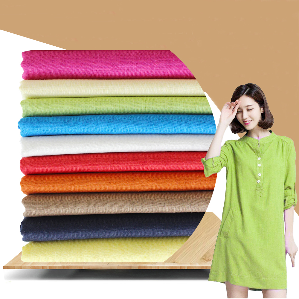 100% чистая льняная ткань, хлопковая и льняная одежда, окрашенная в ржаво-красный, небесно-голубой и другие цвета