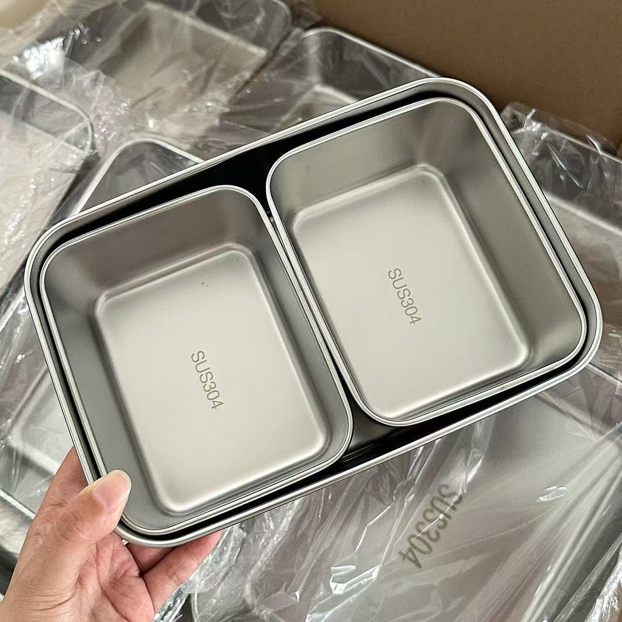 Тарелка для приготовления из нержавеющей стали 304, тарелка для гарниров с крышкой, контейнер для хранения пищи