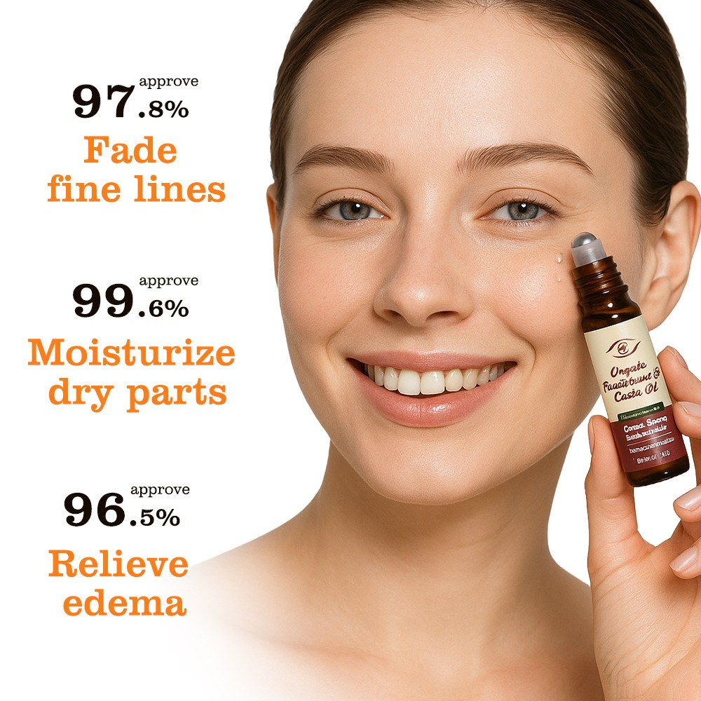 Cross-Border Full English Castor Oil Frankincense Oil Eye Roller Ball Essential Oil Facial Dark Circles Body Care Foreign Trade Essence