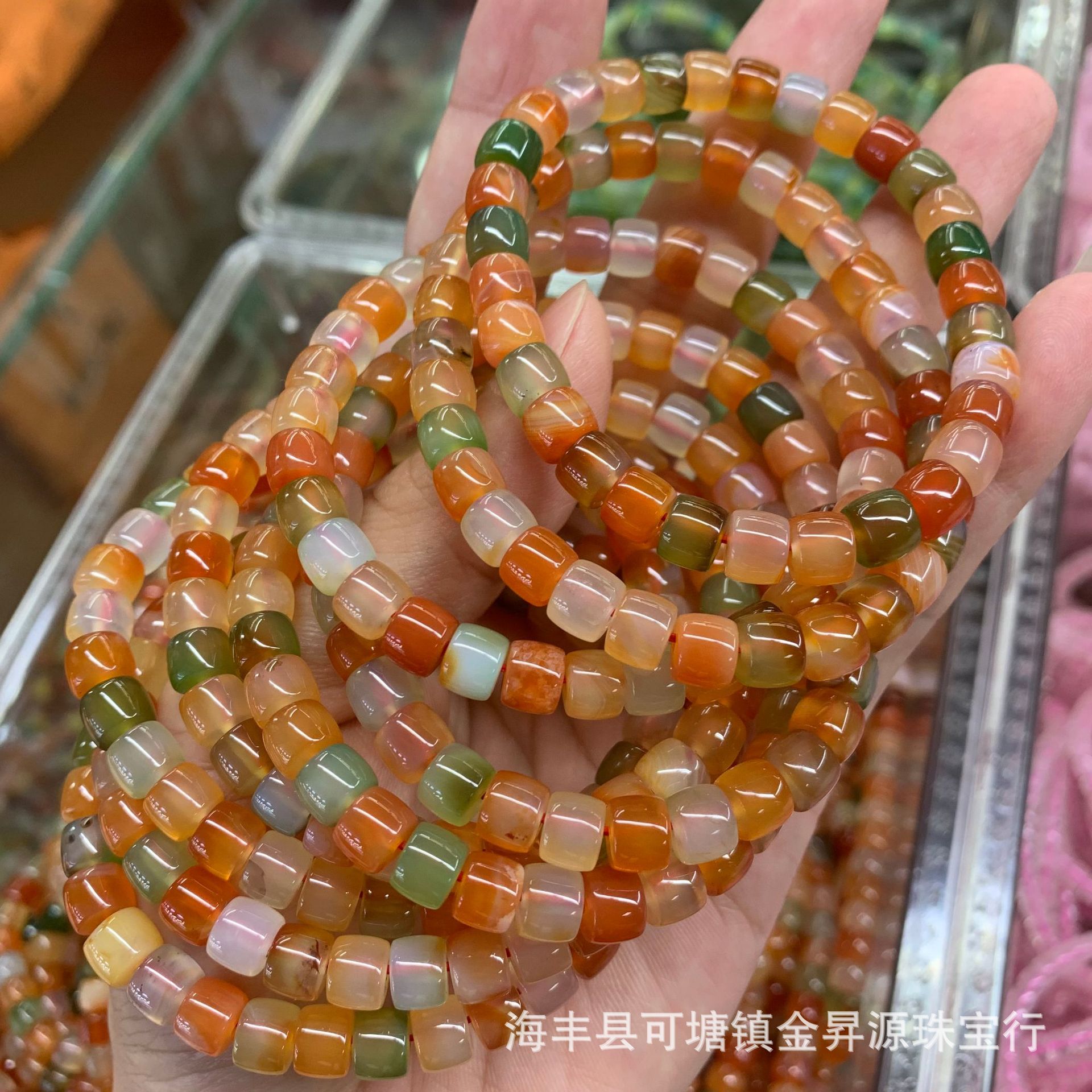 Natural straight cut color agate bracelet salt source tablet bead bracelet factory wholesale supply live welfare net red sugar