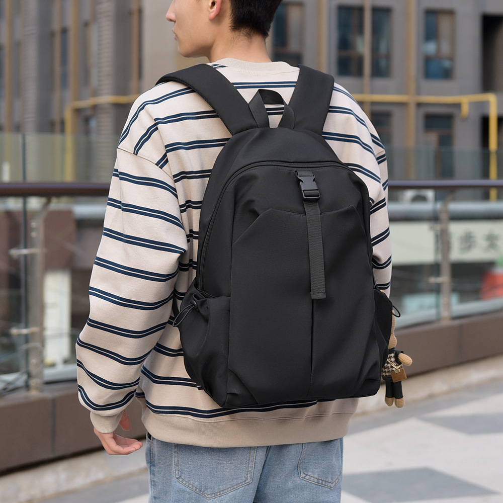New Japanese and Korean Simple Large-Capacity Solid Color Backpack University High School Bag Campus Backpack Men and Women Same Style Wholesale