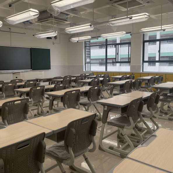 Factory primary and secondary school student desk and chair single adjustable height desk and chair training institution MDF desk and chair