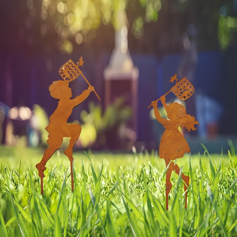 Cross border outdoor garden plug-in rusty animal silhouette courtyard floor flower pot wrought iron art decorations wholesale