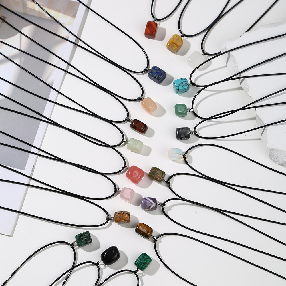 Zhuhang Jewelry Cross-Border Popular Natural Crystal Pendant Irregular Amethyst Lapis Lazuli Necklace Jewelry Wholesale