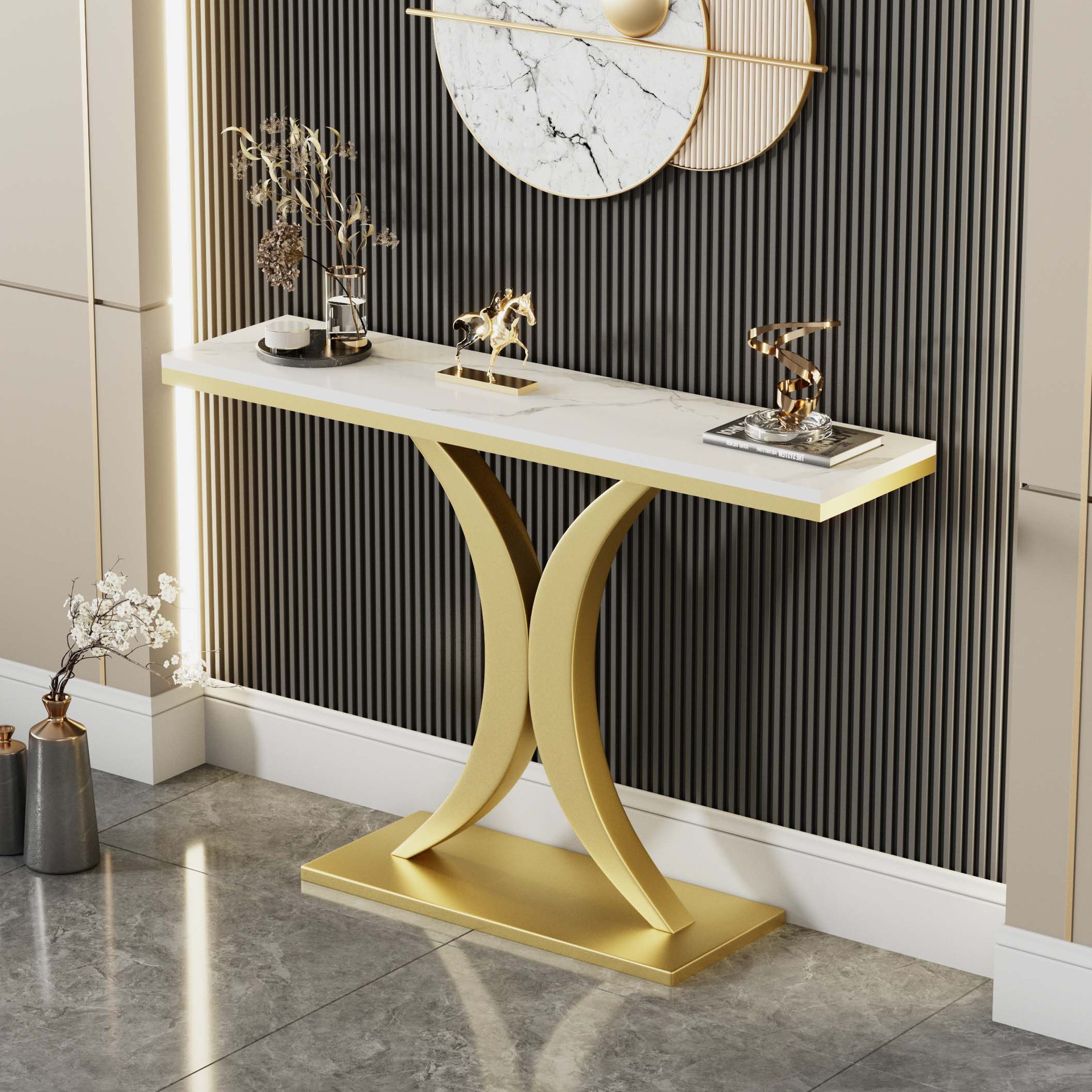 Light luxury entrance table super narrow simple modern entrance entrance cabinet entrance entrance table semicircle wall rock plate marble