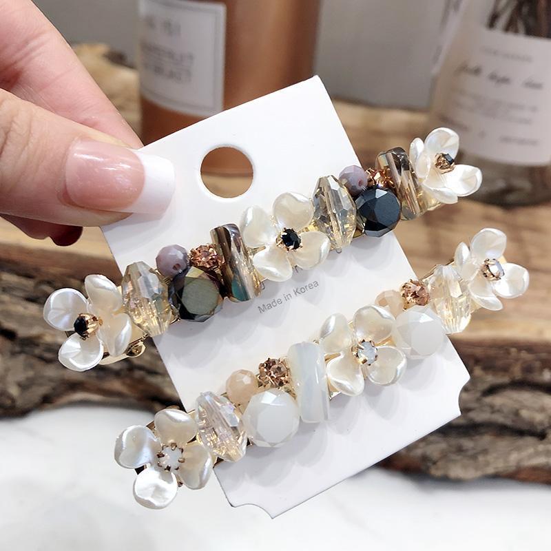 Аутентичные корейские кристаллические бусины цветочные весенние зажимы ракушка горизонтальные зажимы верхние зажимы зажимы для хвоста аутентичные