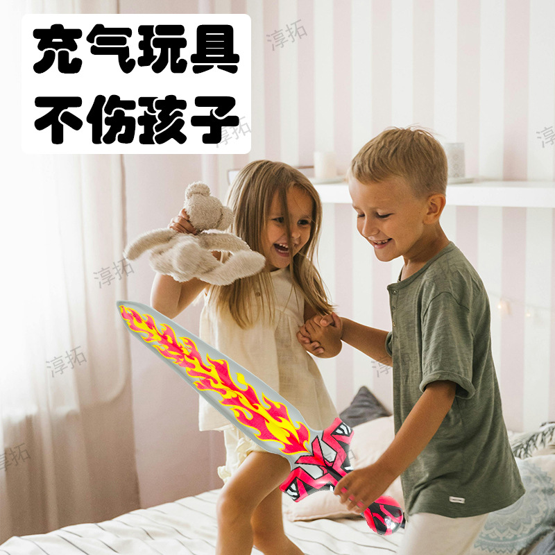 Cross border inflatable toy in stock wholesale inflatable pirate knife pvc stage props mosaic sword inflatable axe