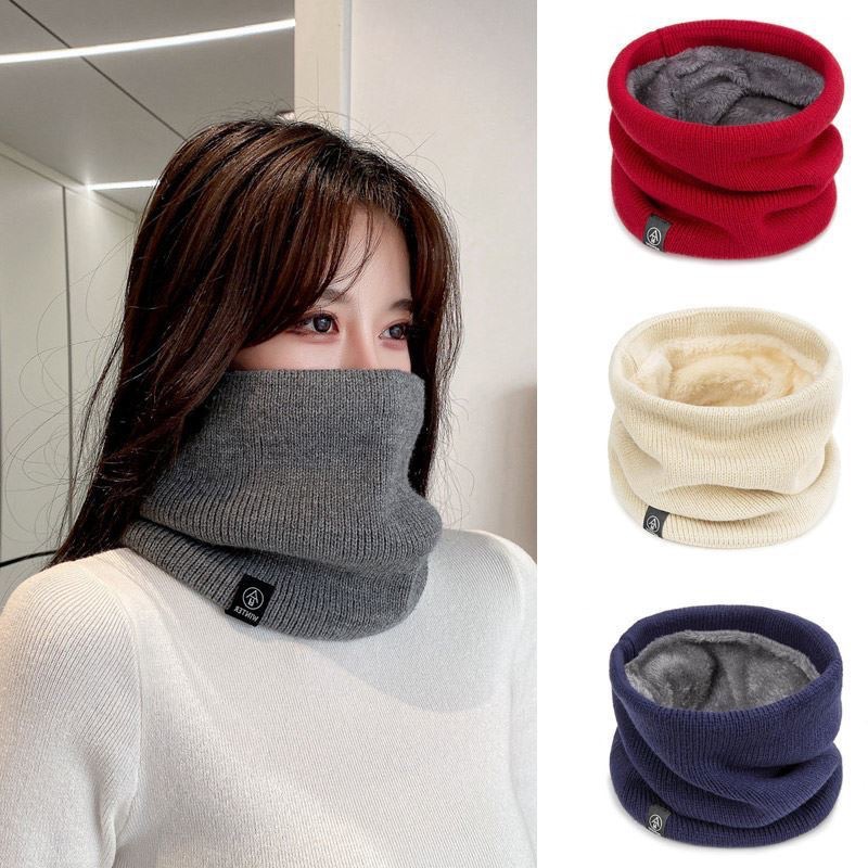 Winter Riding Scarf Neck Collar Wool Pullover Knitted Cervical Scarf fleece-lined for Men and Women with Warm Neck Collar