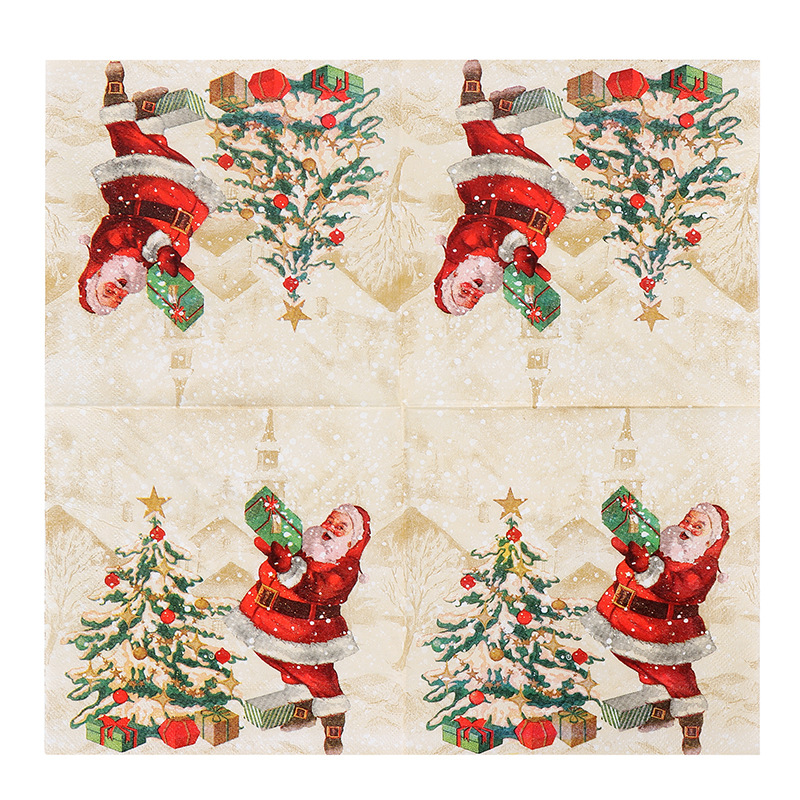 Christmas New printed napkin tissue Western restaurant bakery applicable facial tissue in stock wholesale household napkin