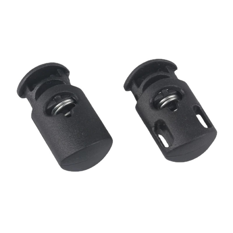 Factory direct plastic spring buckle rope Buckle PP round ball Spring buckle double hole cylindrical adjustment pig nose buckle