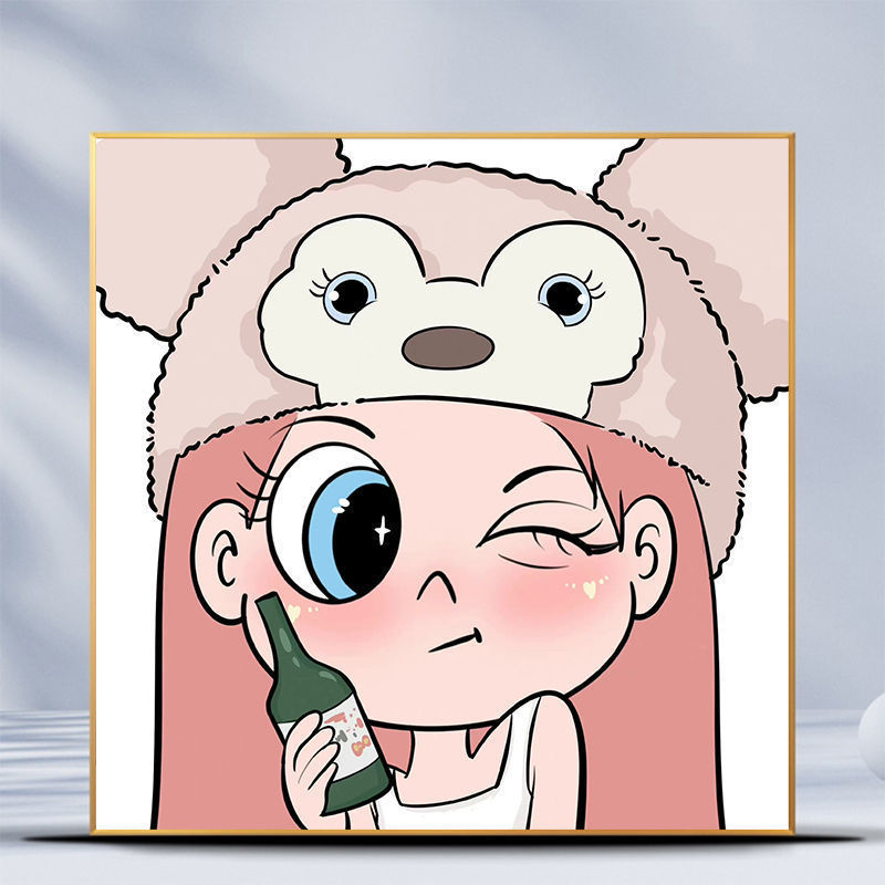 Factory direct digital oil painting diy hand coloring simple cartoon couple head oil painting decorative painting