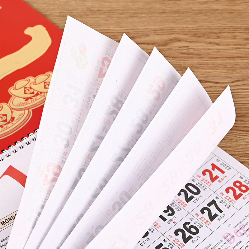 2026 Year of the Horse Customized Calendar with Gold Foil "Fu" Character for Corporate Advertising, Home Wall Hanging Monthly Calendar, Company Business Gift