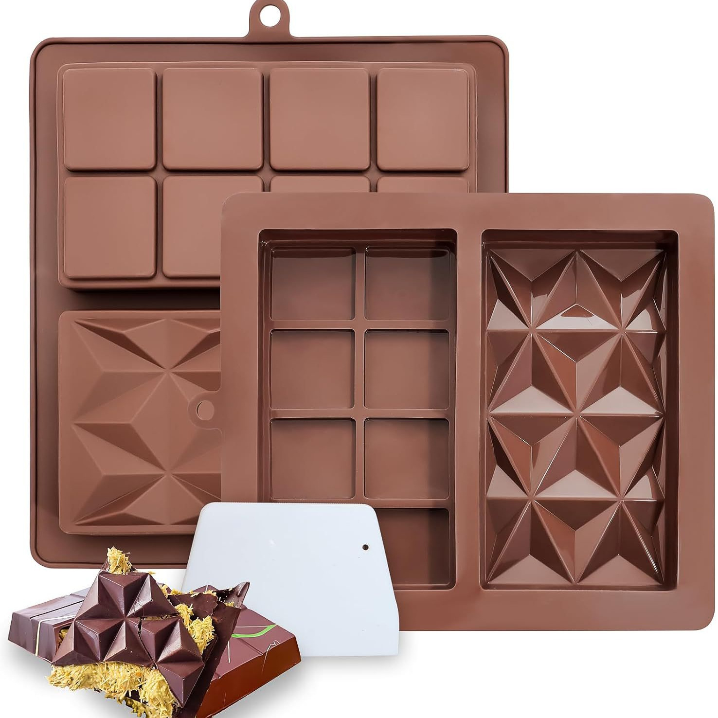 Factory Wholesale Rectangular Chocolate Molds Amazon Cross-Border Kitchen Baking Tools Silicone Chocolate Molds