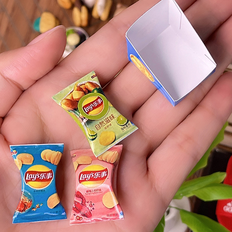 1:12 doll house simulation mini with bottom drag potato chips miniature food play scene ornaments