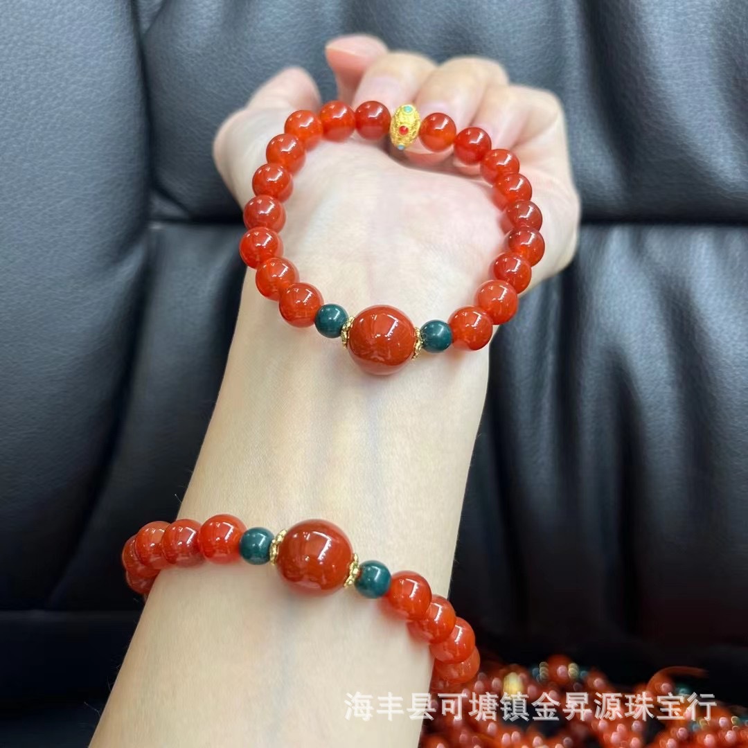 Натуральный красный агат, южный красный браслет с древним золотом, летний модный, оптовая продажа