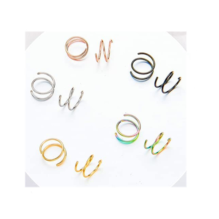 Stainless steel nose ring spring puncture nose ring double nose ring stainless steel earrings nose ring nose clip