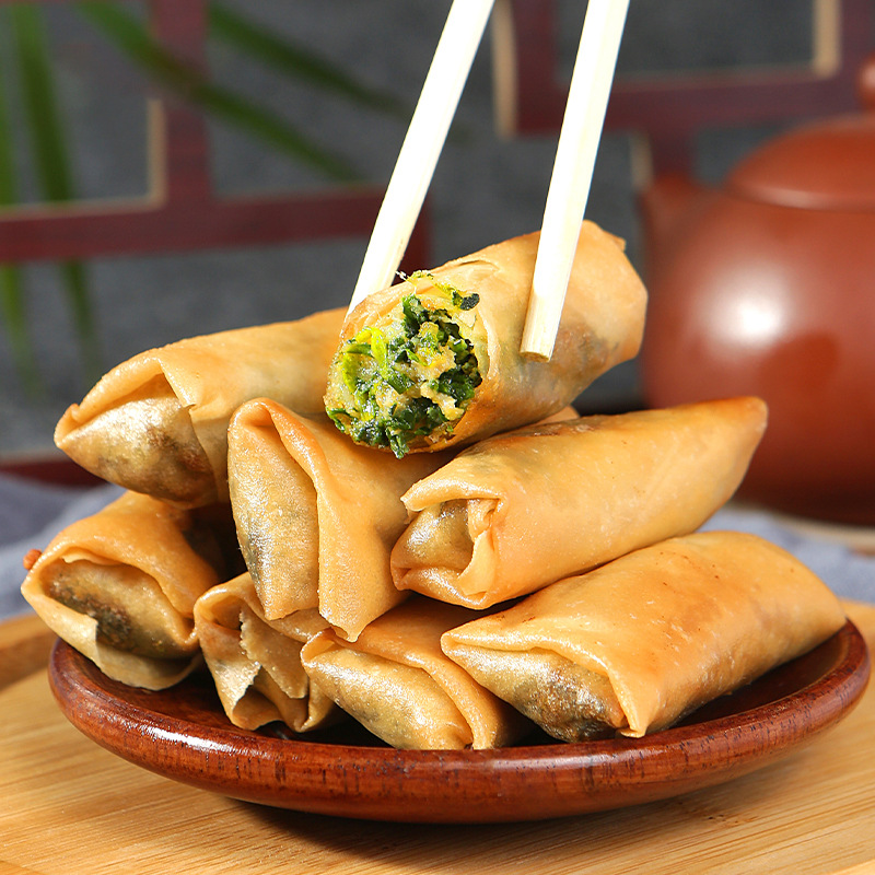 Jiangnan's Flavor of Shepherd's Purse, Shredded Pork, Three-Shot Spring Rolls, Frozen and Fried Semi-Finished Snacks, Suzhou Traditional Snacks and Refreshments