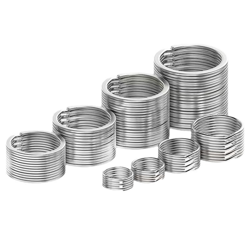 Wholesale 304 stainless steel key ring metal key ring key chain aperture black flat ring eco-friendly keychain