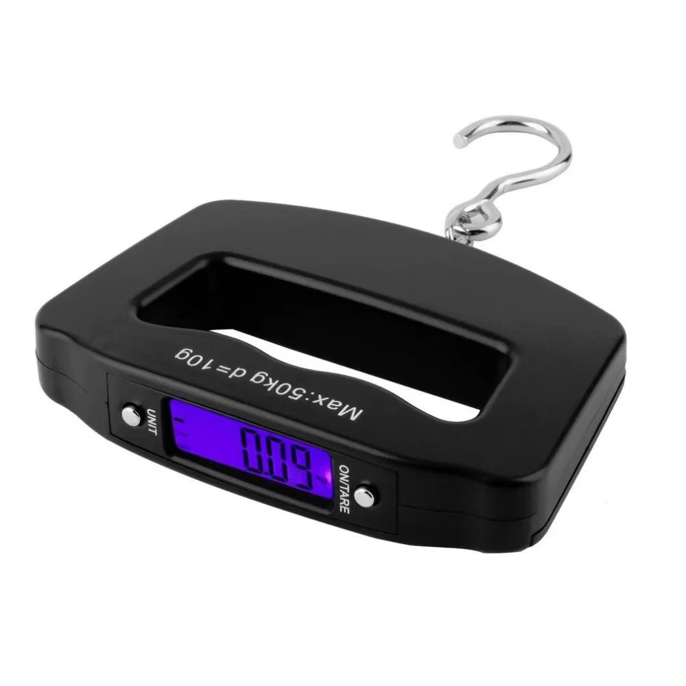 Wholesale 50kg large handle electronic portable scale portable express weighing hook scale blue backlit fishing scale